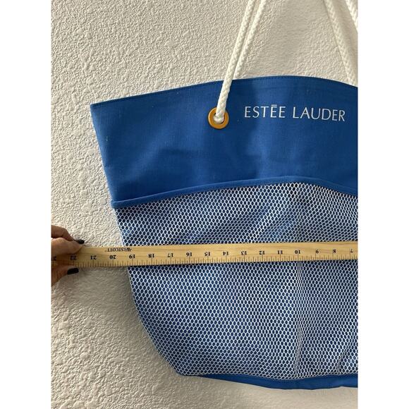 Vintage‎ Estee Lauder Blue Nautical Beach Bag Large Tote - Picture 3 of 6